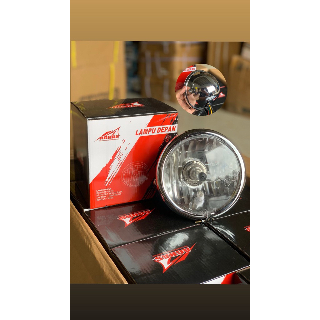 LAMPU JUTE H4 KACA BENING BATOK CROM