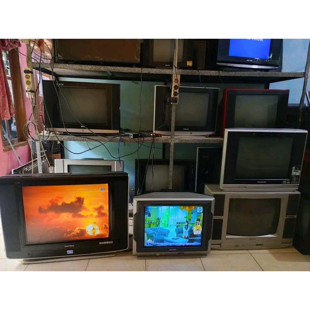 TV TABUNG 21 INC SECOND NORMAL FULL SET DENGAN REMOT DAN PACKING KAYU