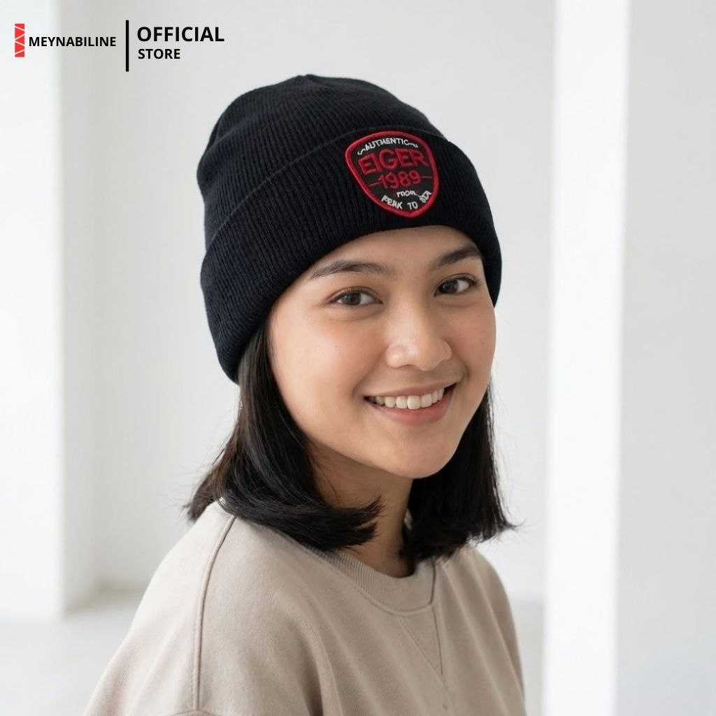 AUTHENTIC EIGER 1989 RED Bordir Topi Kupluk Rajut Beanie Hat Pria/Wanita Bahan Tebal Premium Knit