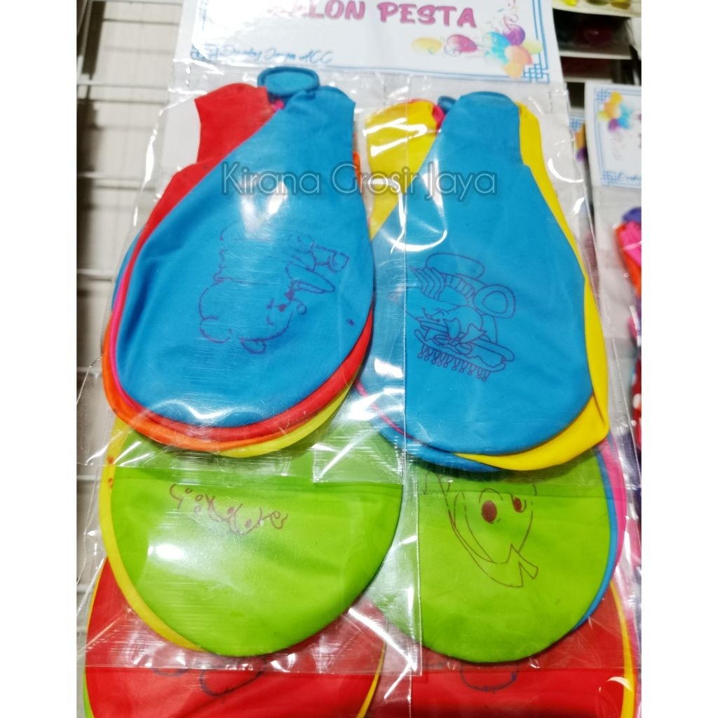 ( 50 Balon ) Balon Pesta / Balon Warna 1 Renteng Isi 10 Pcs