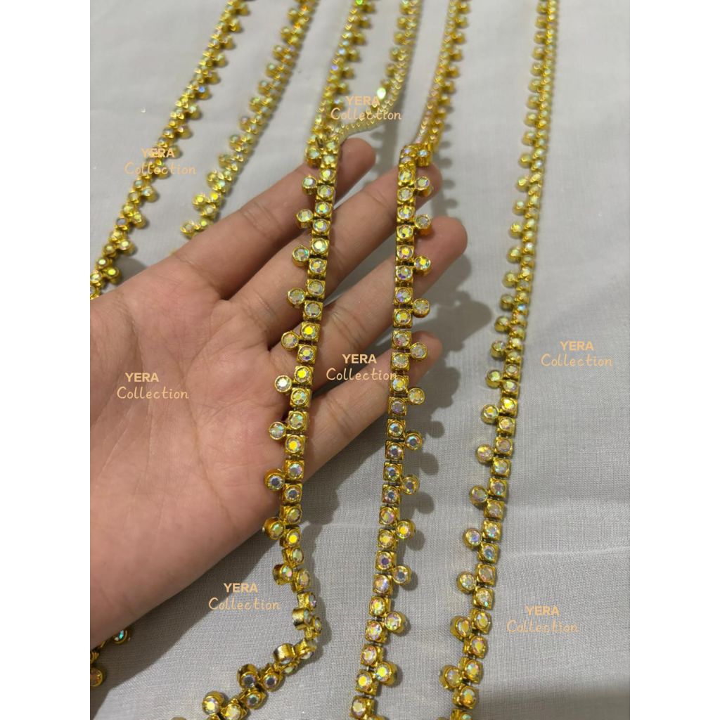 PER METER (100CM) Payet Juntai Model Diamond Mata Aksesoris Mote Rangkai Premium