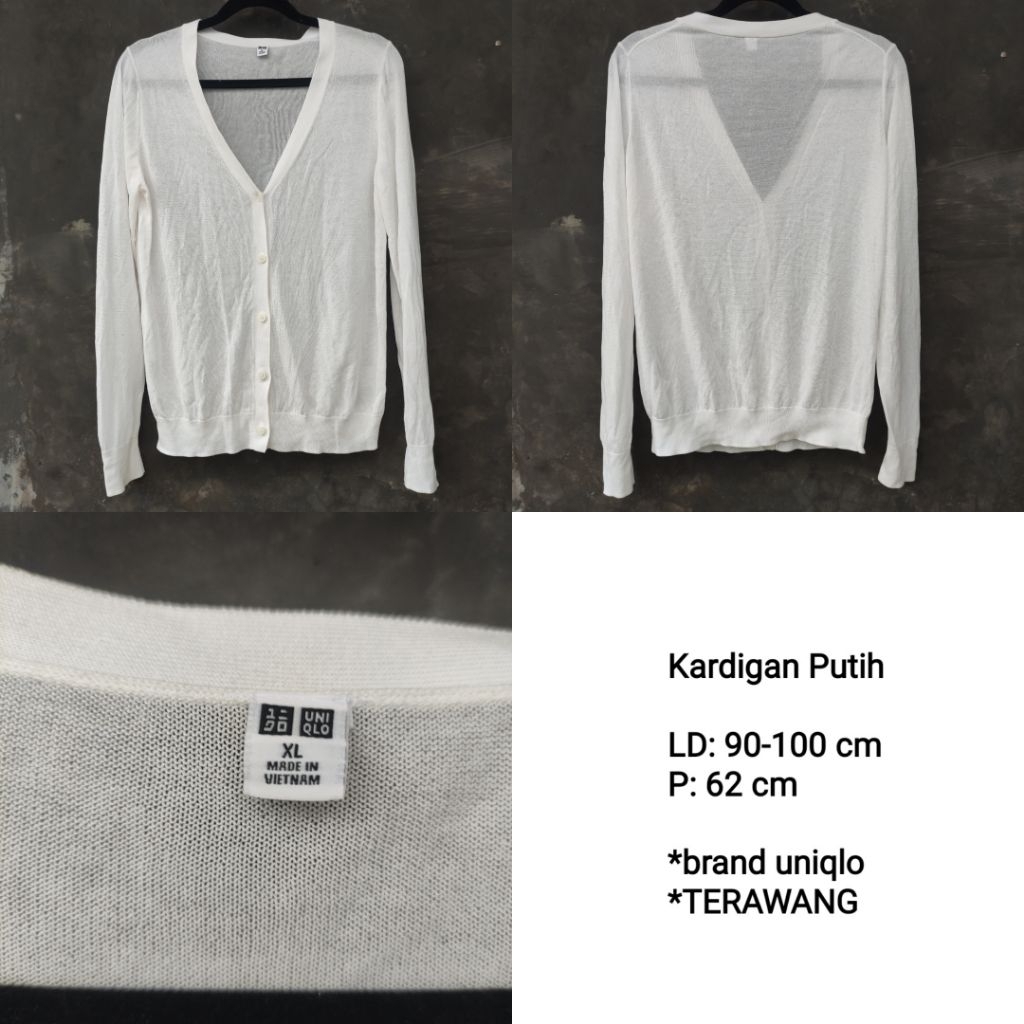 PRELOVED Cardigan Outer Wanita Warna Putih Uniqlo