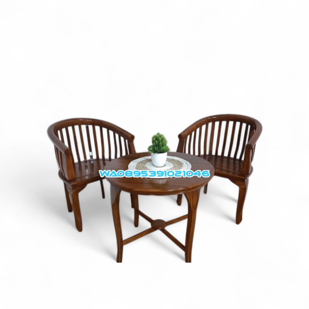 Kursi Teras Kayu Jati Minimalis 4 Kursi + Meja - Set Mebel Rumah Teras Elegan