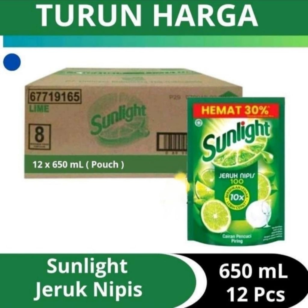 1 Dus Sunlight 650gr Isi 12 / 1 Karton sunlight Jeruk nipis