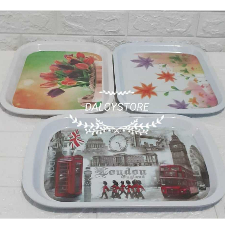 Nampan cantik berbahan MELAMINE WARE, "Produk asli singa-singi" panjang 36cm/lebar 26cm