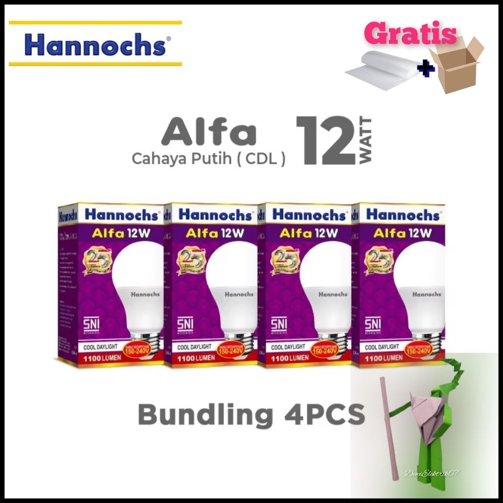 Paket 4 Pcs Lampu Hannochs ALFA Led 12 Watt  Putih