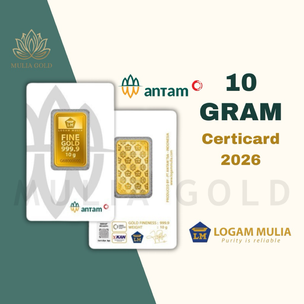 LOGAM MULIA ANTAM 10 GRAM CERTICARD/LM ANTAM/EMAS BATANGAN