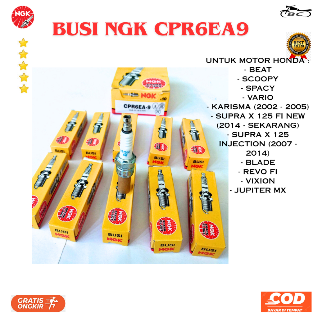 Busi NGK CPR6EA9 / Busi Motor Vario, Jupiter, Vixion Original NGK