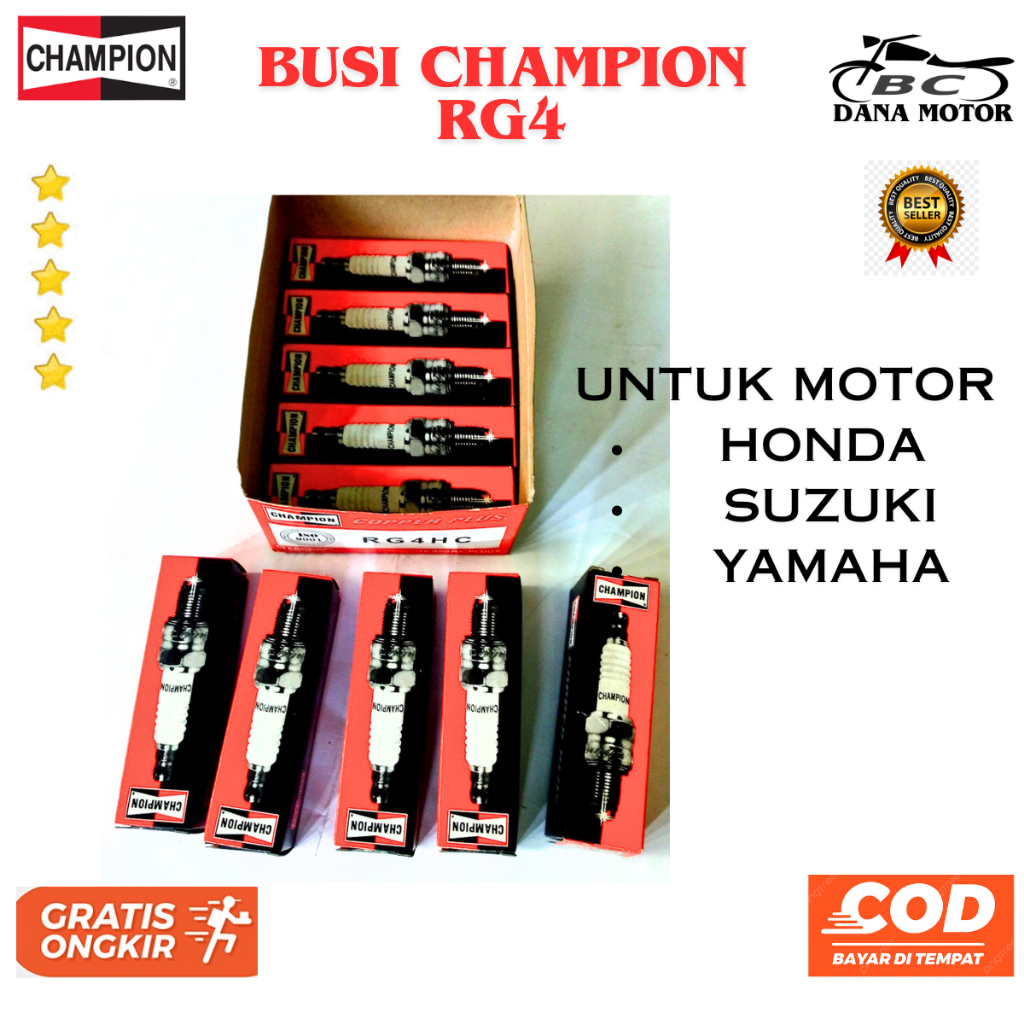 Busi Champion RG4 / Busi Motor Bebek Original Champion 10 pcs