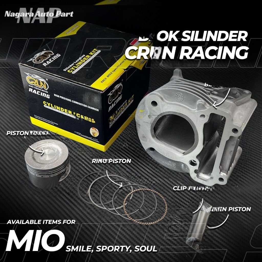 Cylinder Blok Mio Bore Up 54mm 130cc CRUN Racing