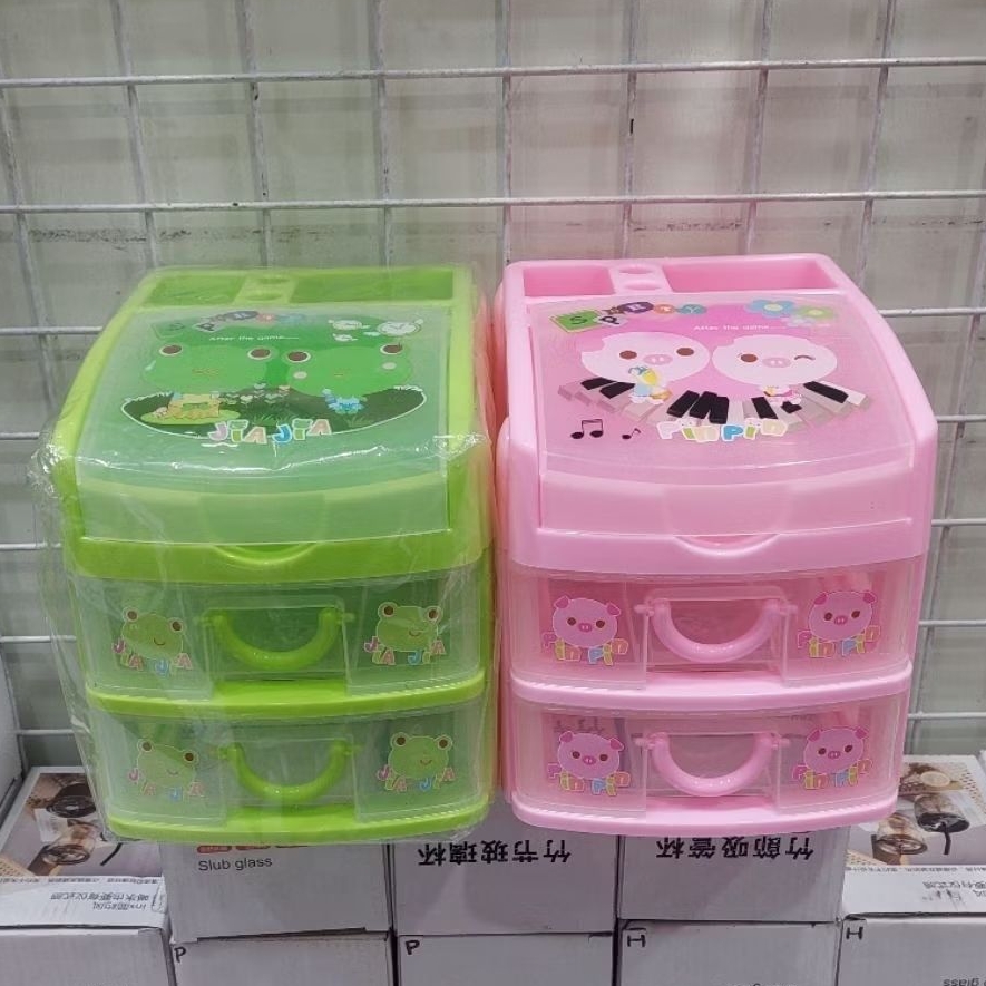 KONTENER MINI KARAKTER / RAK SUSUN DUA - ATAS BISA DIBUKA / KONTENER PLASTIK SUSUN DUA