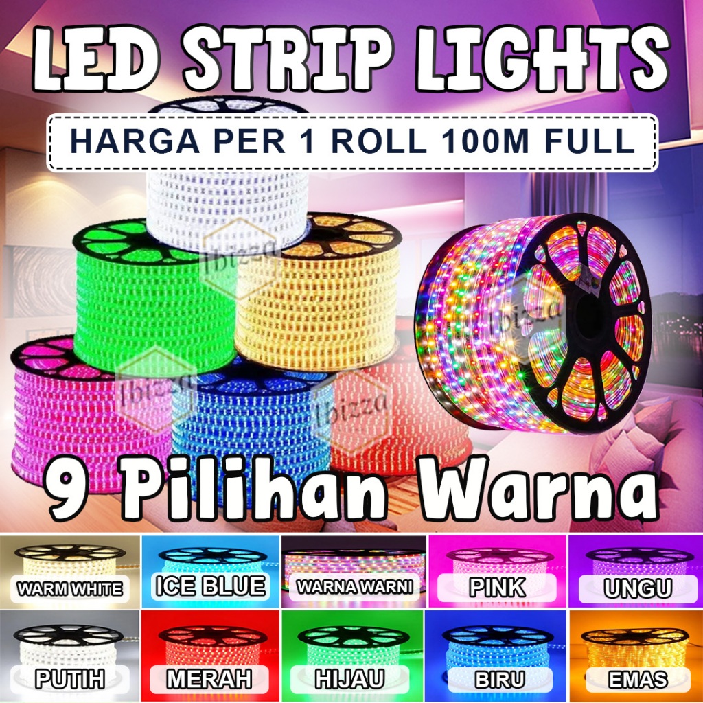 1 ROLL 100M Lampu LED Strip SMD ROLL  AC 220V LAMPU CAFE  HIAS SELANG STRIP LED 5050/2835