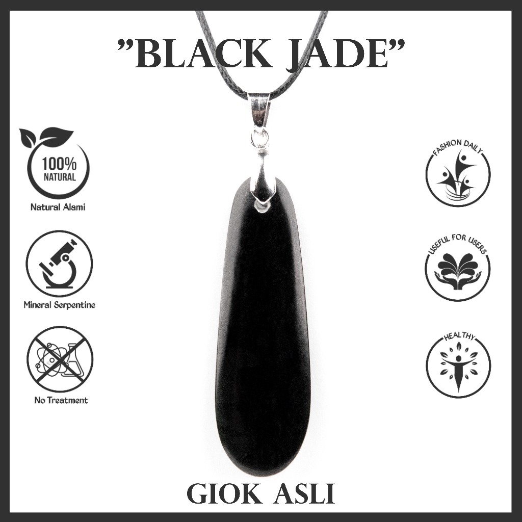 Liontin Batu Black Jade Kalung Giok Jadeite Jade
