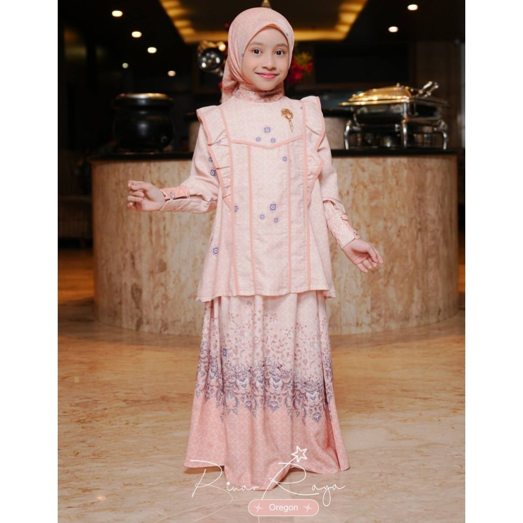 Gamis Girl Kids Oneset Sarimbit Binar Raya Oregon Series by Nararya Group