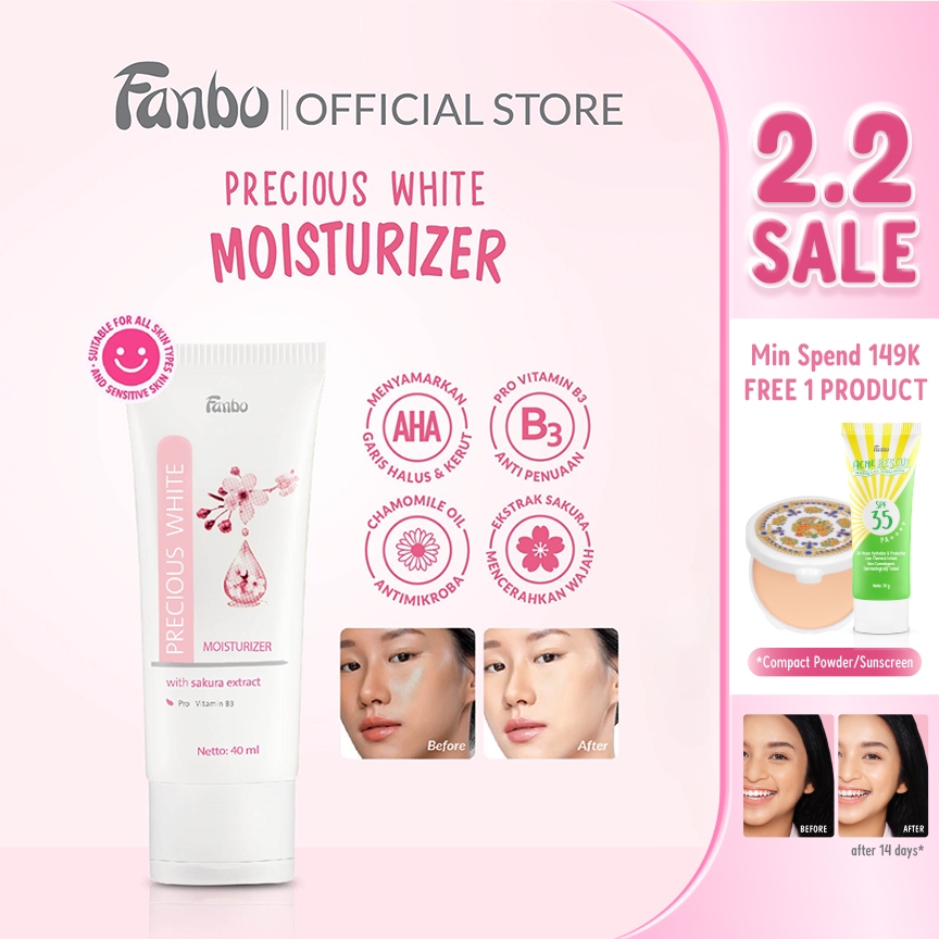 Fanbo Precious White Moisturizer - Pelembab Pencerah Anti Kusam- mengandung ekstrak sakura dan Pro V