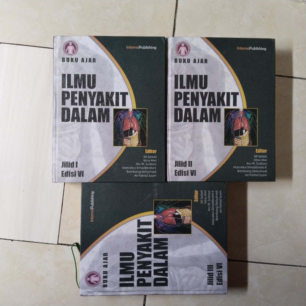 BUKU AJAR ILMU PENYAKIT DALAM EDISI V1/6 SATU SET 3BUKU JILID 1.2.3 BEKAS ORIGINAL(HARD COVER)