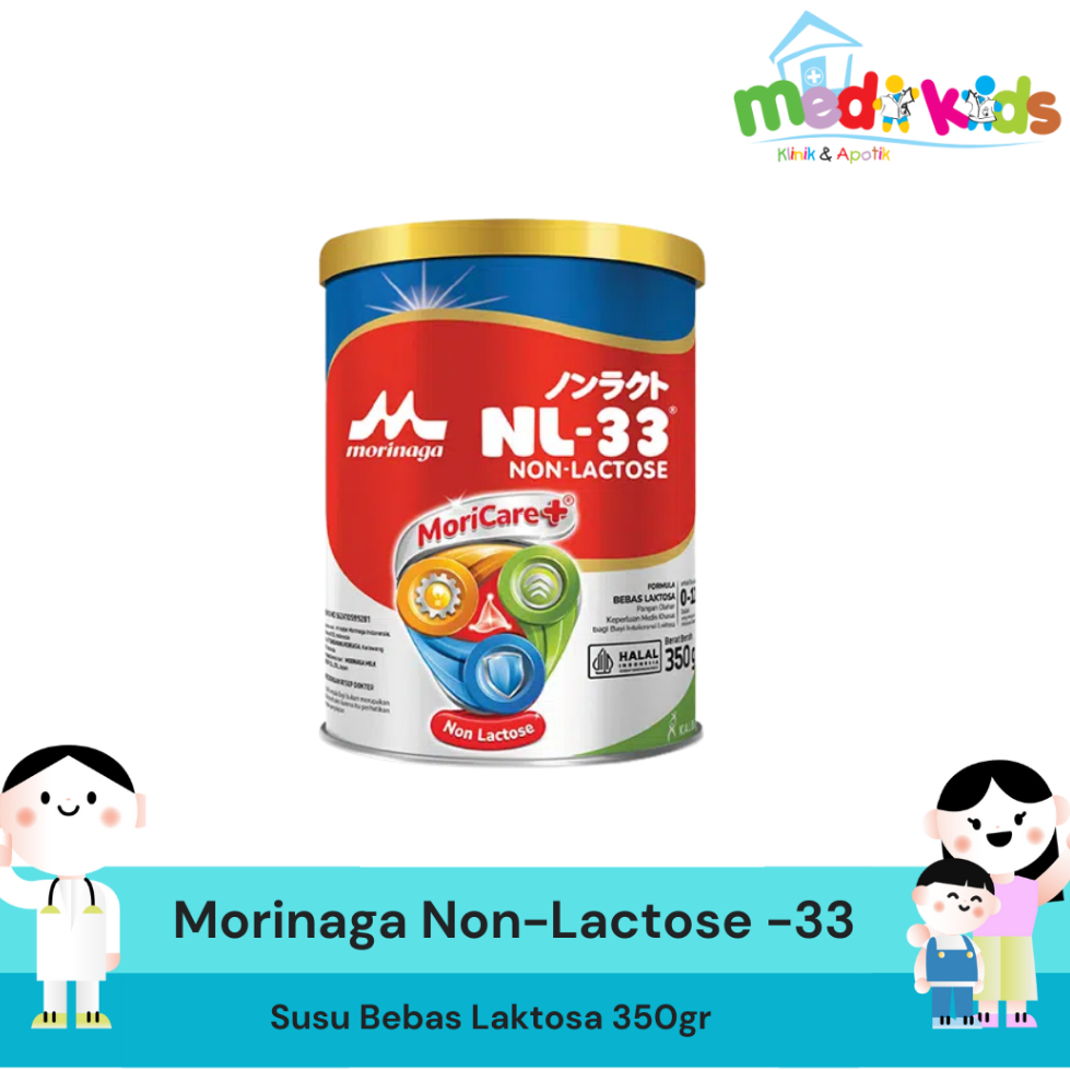 Morinaga Non Lactose - 33 350 gr - Baik untuk Intoleransi Laktosa Usia 0-6 Bulan NL-33 Non-Lactose