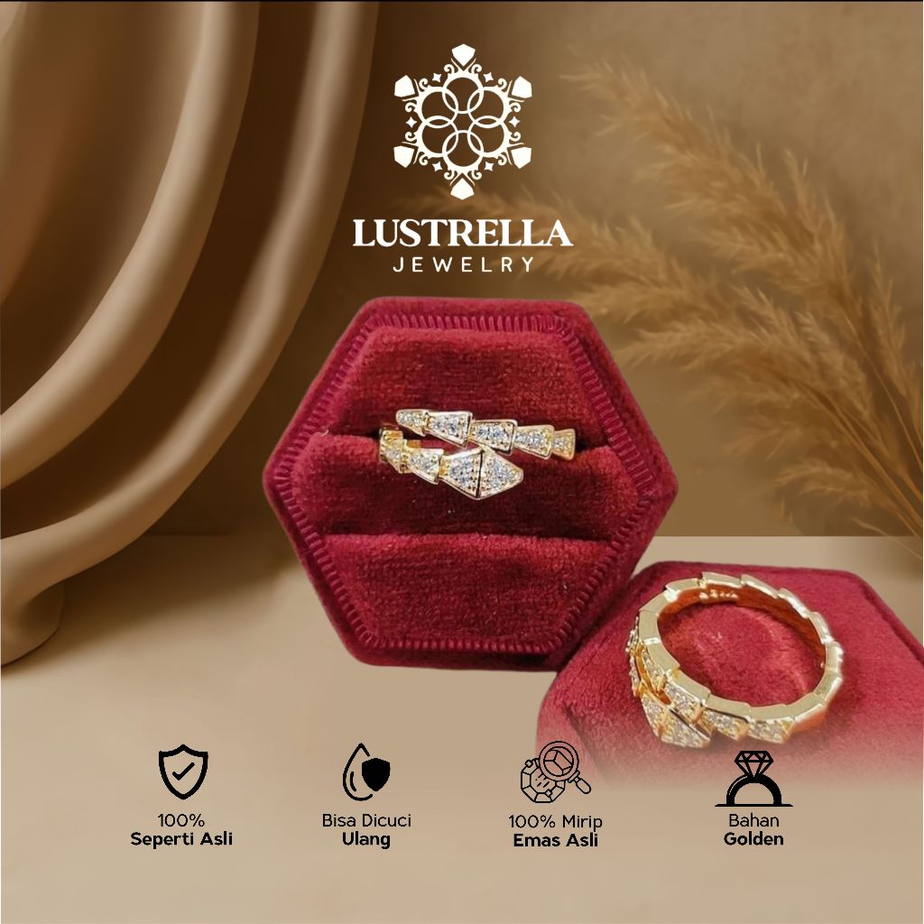 Cincin Wanita Model Segitiga Berlian | Ring Replika Mirip Emas Asli Elegan