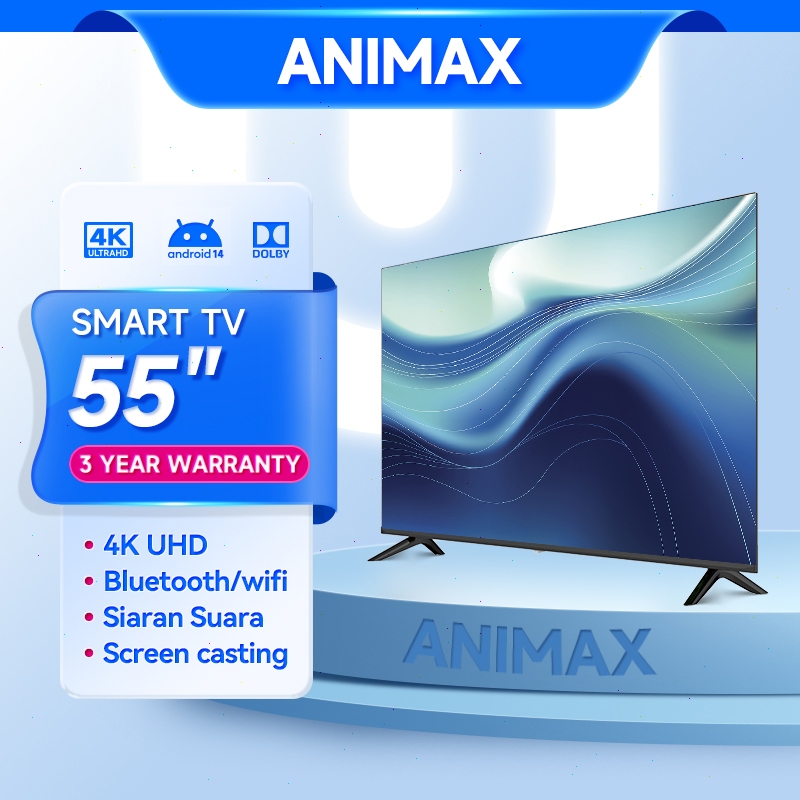 Animax Smart TV LED 50/55/65 Inch TV Android 14.0 4K UHD FHD TV Digital 50 Inch  55 inch 65 inch And