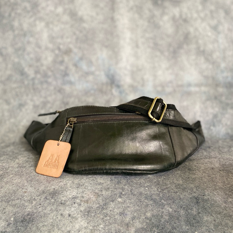 AA LEATHER waistbag/Tas kompek pria kulit miling