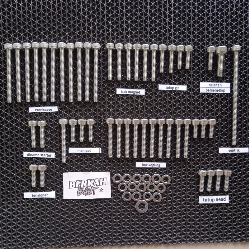 BAUT L STAINLESS BLOK MESIN SUPRA X 125 FULLSET