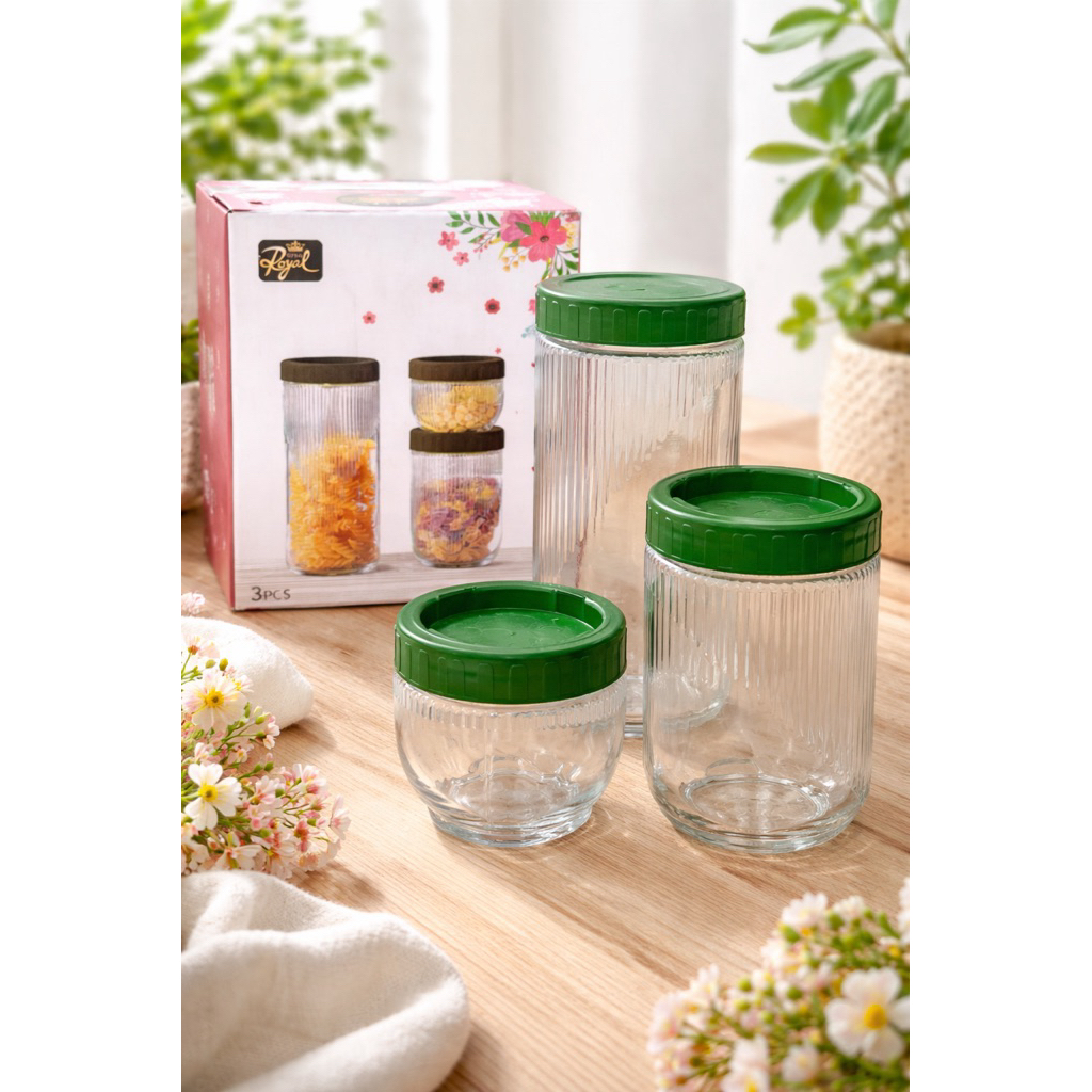Toples Kaca Gladies Set Isi 3 GLD-1270 Toples Set Toples Kaca Toples kue Toples Lebaran