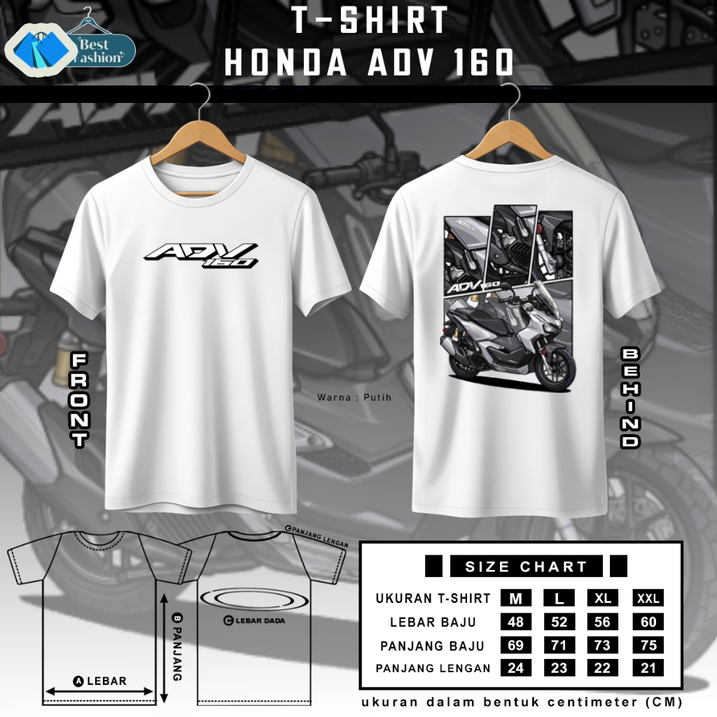 Kaos Motor Honda ADV 160 T-shirt Cotton Combed 30s Baju Matic Gank