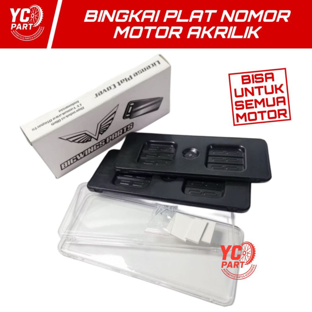 TEMPAT PLAT NOMOR MOTOR BINGKAI PLAT NOMOR MOTOR AKRILIK SEPASANG DEPAN BELAKANG Dudukan Plat Nomor 