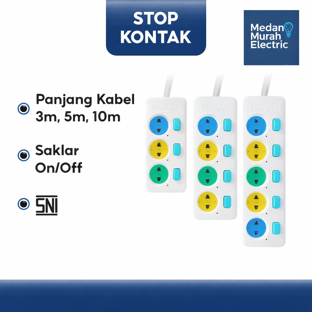 Stop Kontak Saklar 3m 5m 10m / Cok Sambung Saklar / Cok Sambung Panjang CAHAYA Kualitas SNI