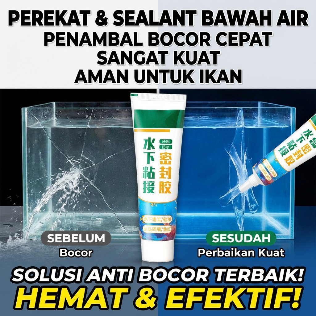 [Perbaikan Cepat & Kuat] Sealant bawah air/menyumbat kebocoran dan memperbaiki kebocoran tangki ikan