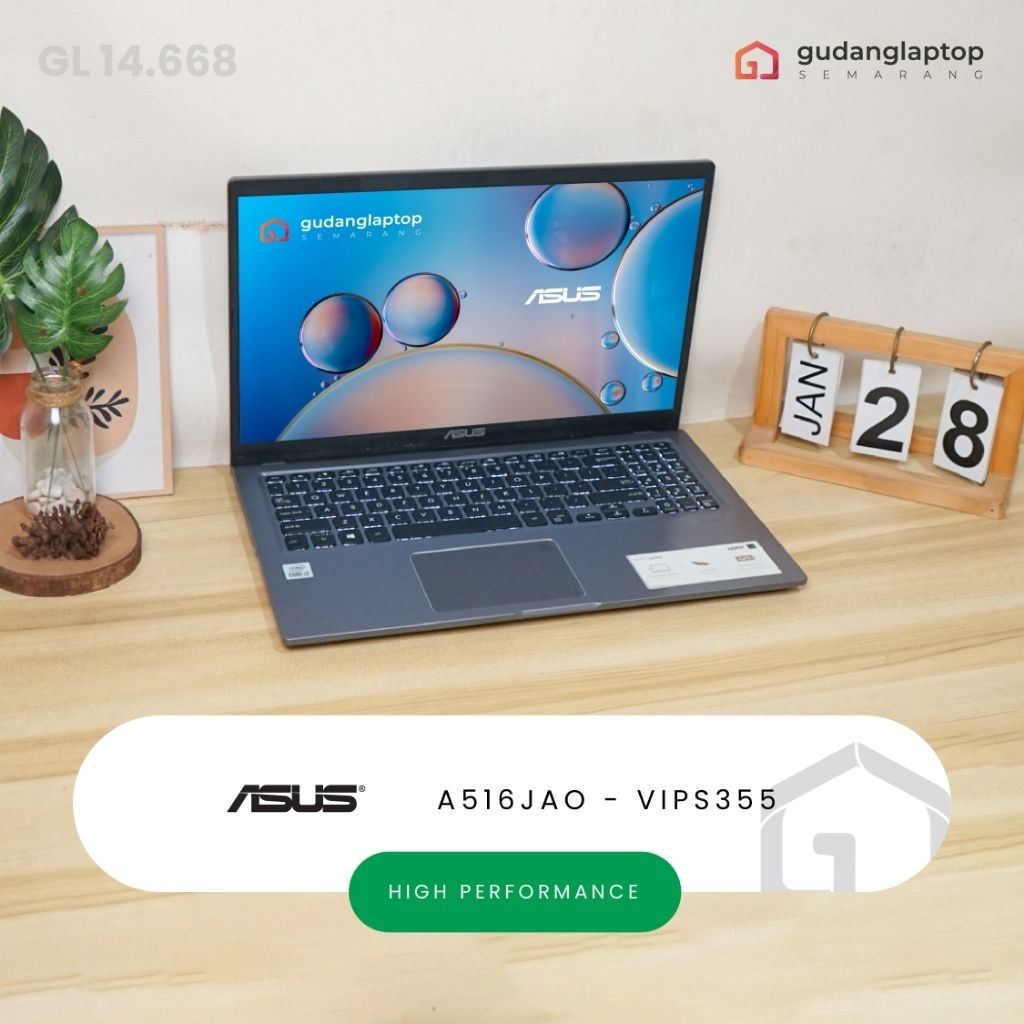ASUS A516JAO - VIPS355 Core i3 - 1005G1 4/512 Fingerprint, Webcam, WiFi, Bluetooth, Numeric Pad, Bac