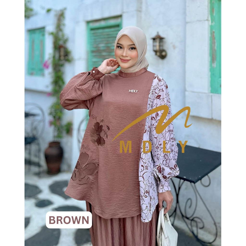 MDLY Baju oneste wanita Heica sinature set By MDLY M-201-6