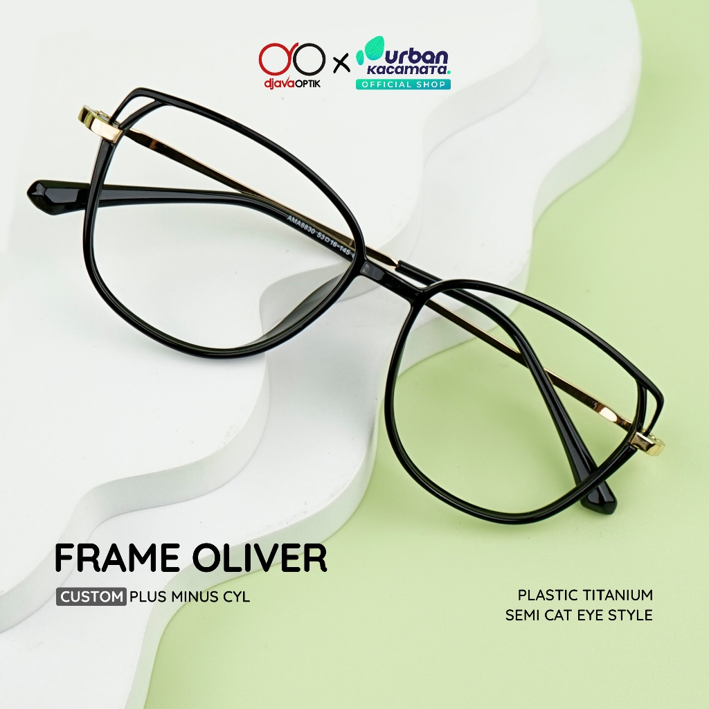 DJAVA OPTIK - Frame Oliver - Kacamata Semi Cat Eye Plastik Lentur Lebar