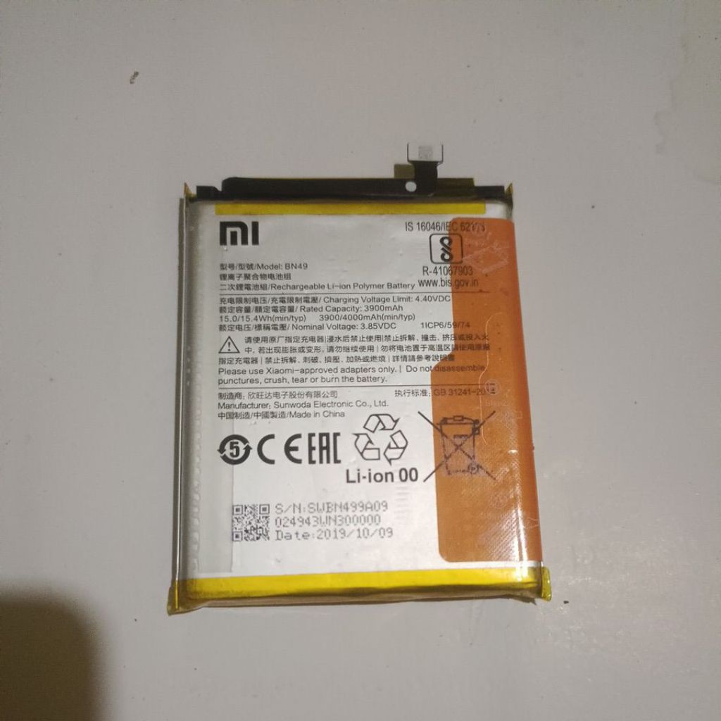 batrei original redmi 7A cabutan tested