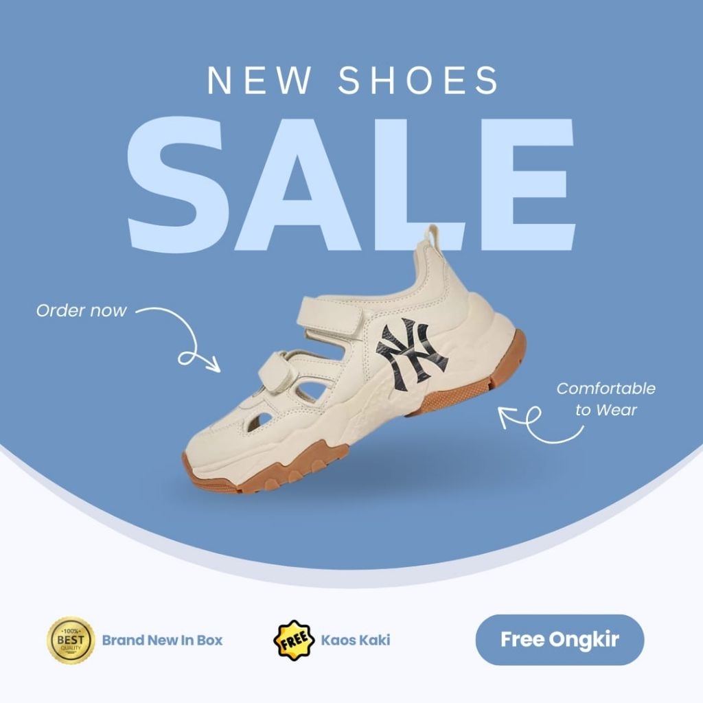 Sepatu Sandal MLB Bigball Chunky NY Yankees Mask Cream