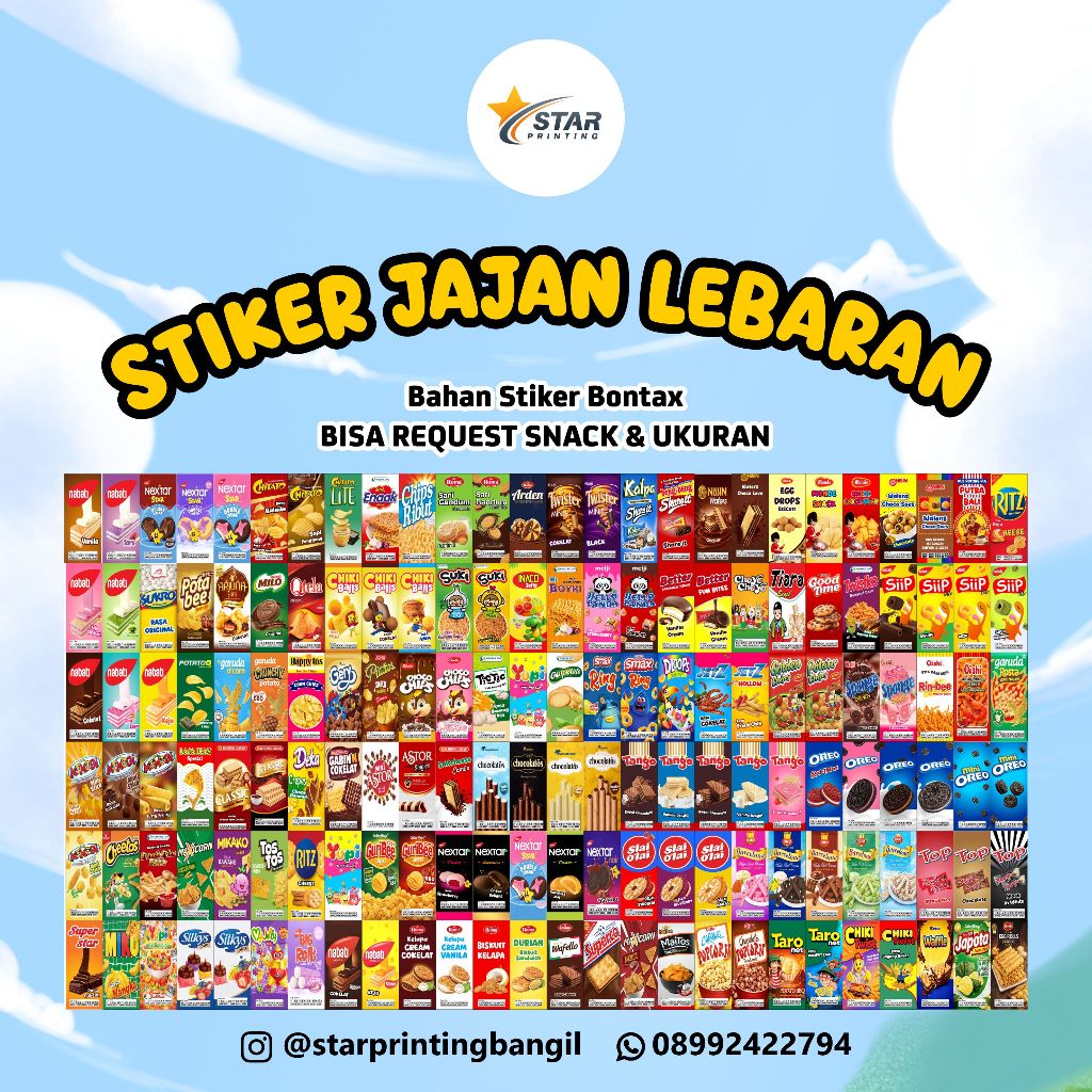 10 pcs Stiker Toples Jajan Lebaran Stiker Snack stiker jajan kiloan 1-2 hari jadi