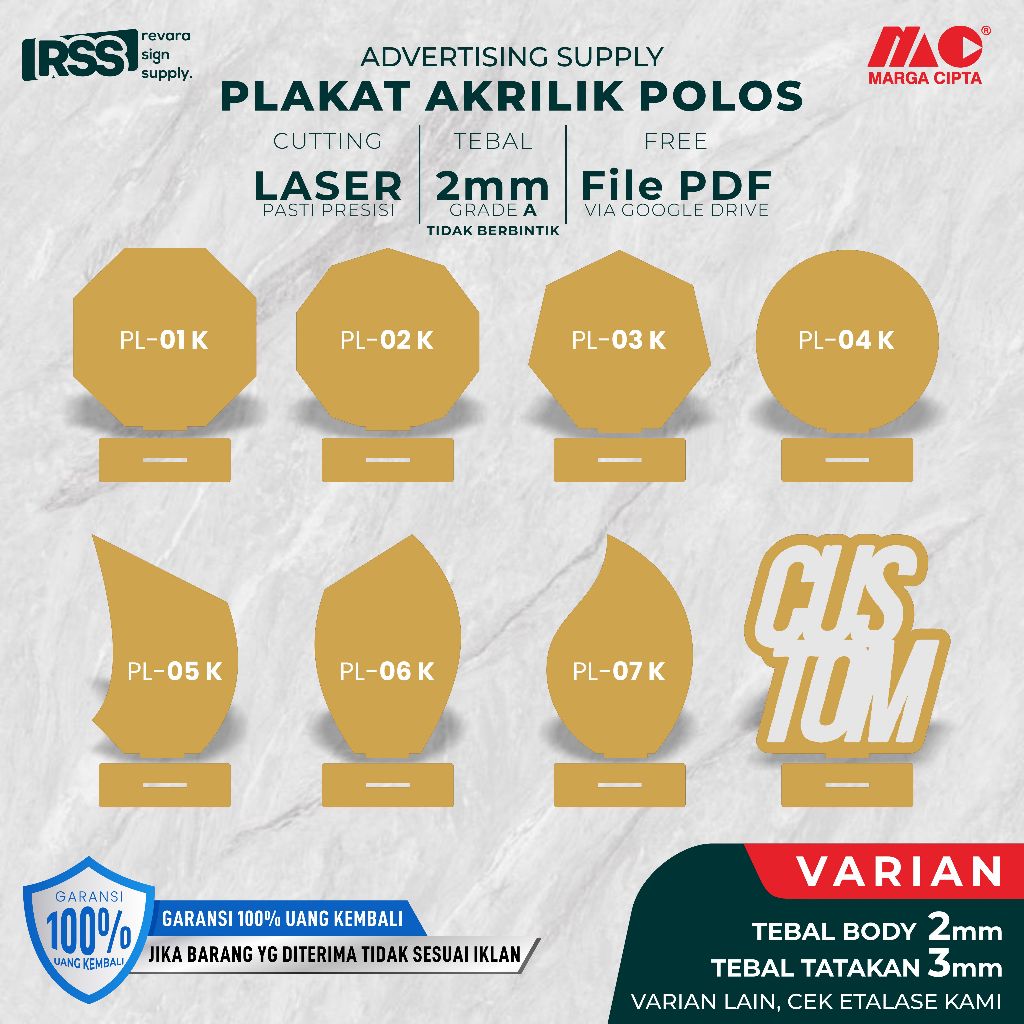 PLAKAT AKRILIK KOSONGAN BENING POLOS TEBAL 2mm | Vandel Acrylic | Bahan Plakat Akrilik Polos Murah |