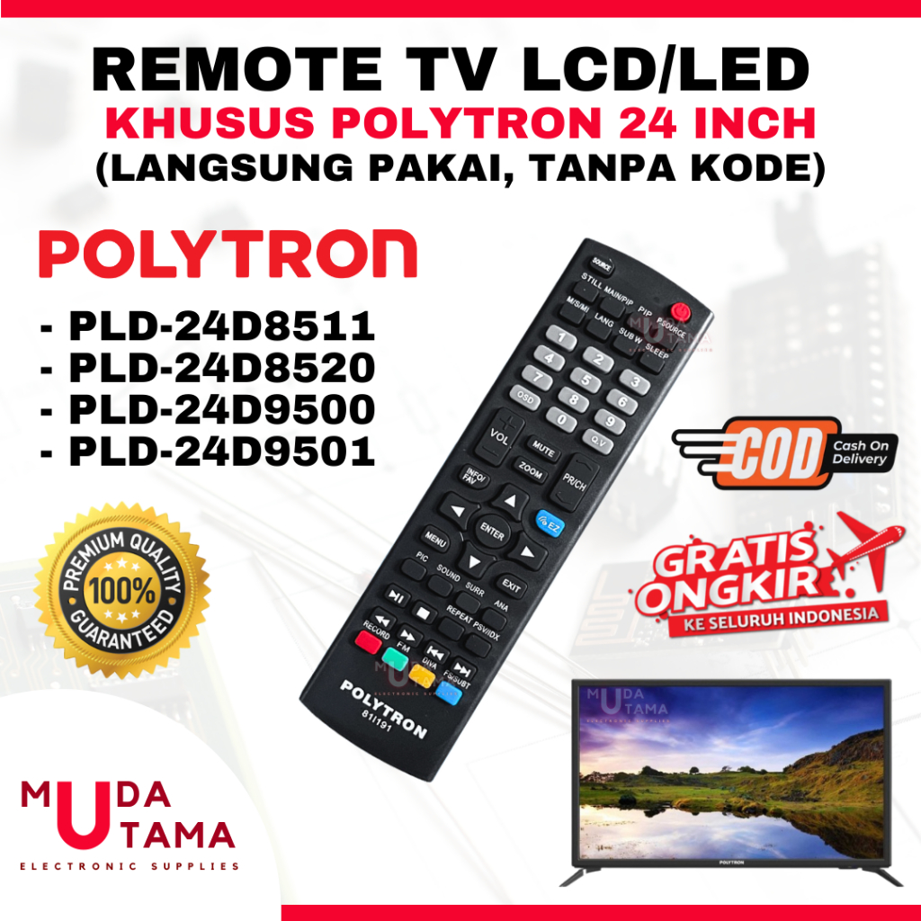REMOTE TV POLYTRON 24 INCH - PLD24D8511 PLD24D8520 PLD24D9500 PLD24D9501 - REMOT TV POLYTRON PLD 24D