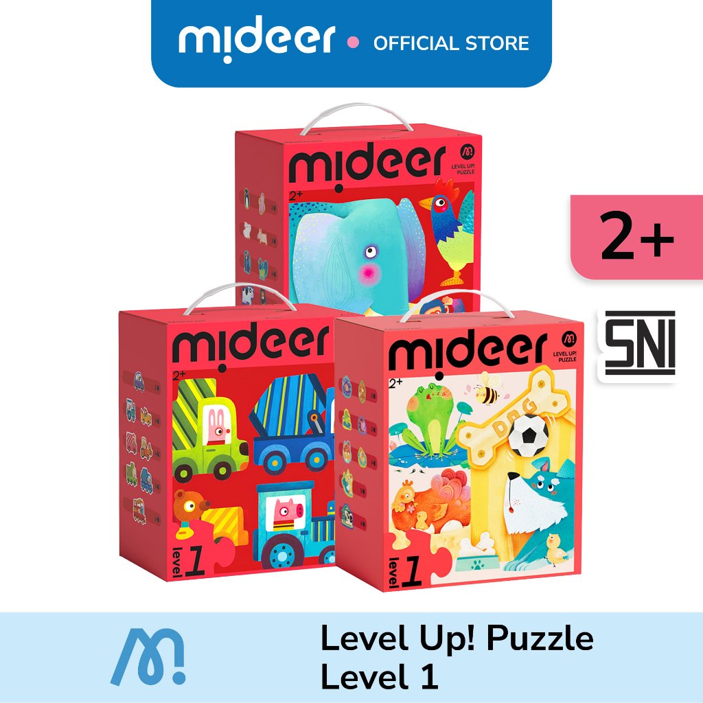 Mideer - Level Up Puzzle - Level 1 - Mainan Edukasi Puzzle Anak 2 Tahun