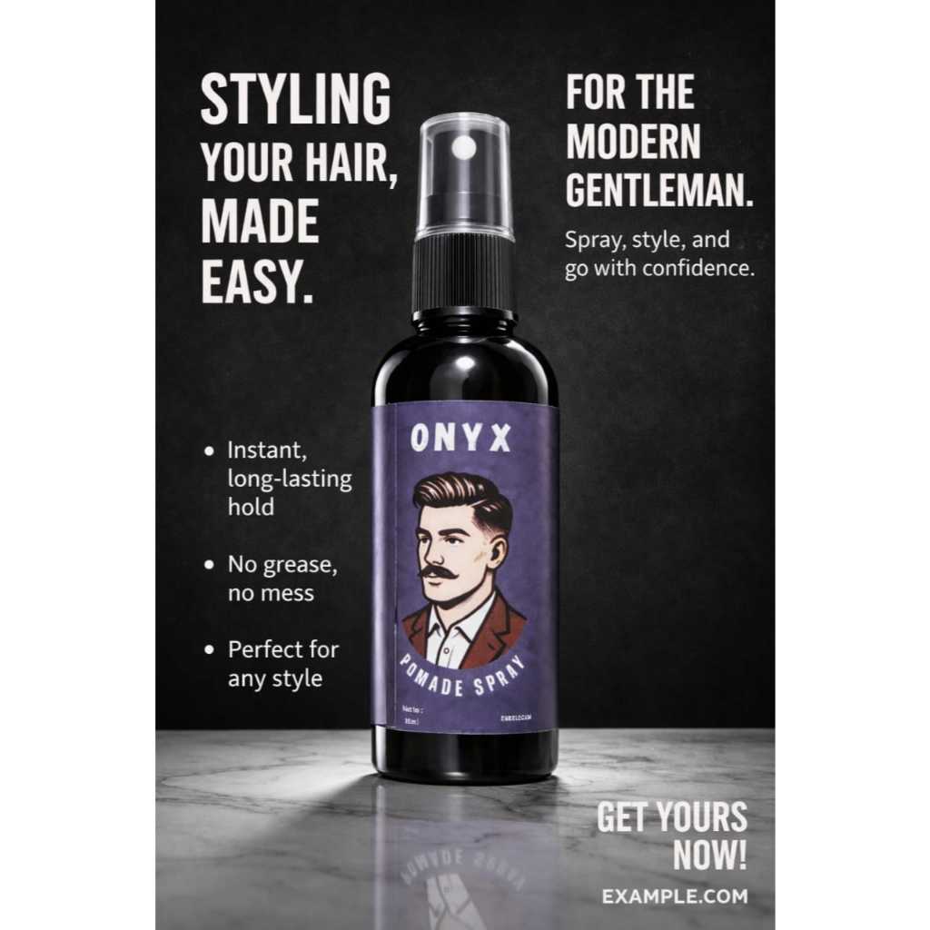Minyak Rambut Pria ONYX Pomade Spray 50ml Wangi Sepanjang Hari