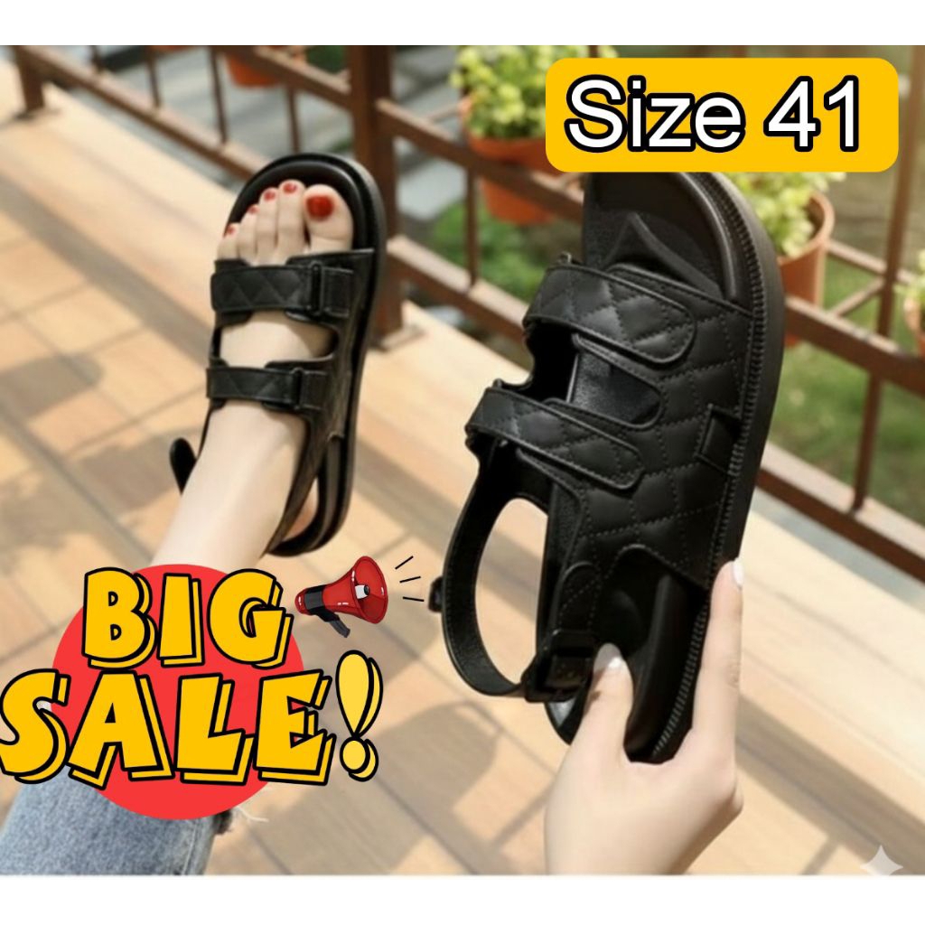 HARGA RUGI SIZE 41 Sandal Wanita Import BALANCE Sandal Gunung Quilted Black Fashion Korea Murah