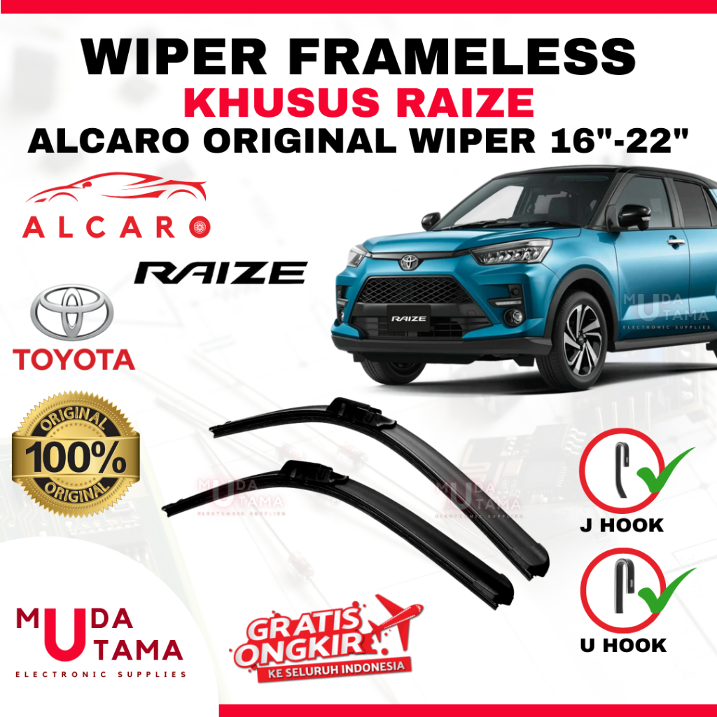 Wiper Frameless RAIZE Original Alcaro - Sapu Kaca RAIZE - Wiper RAIZE Frameless - Wiper Frameless RA