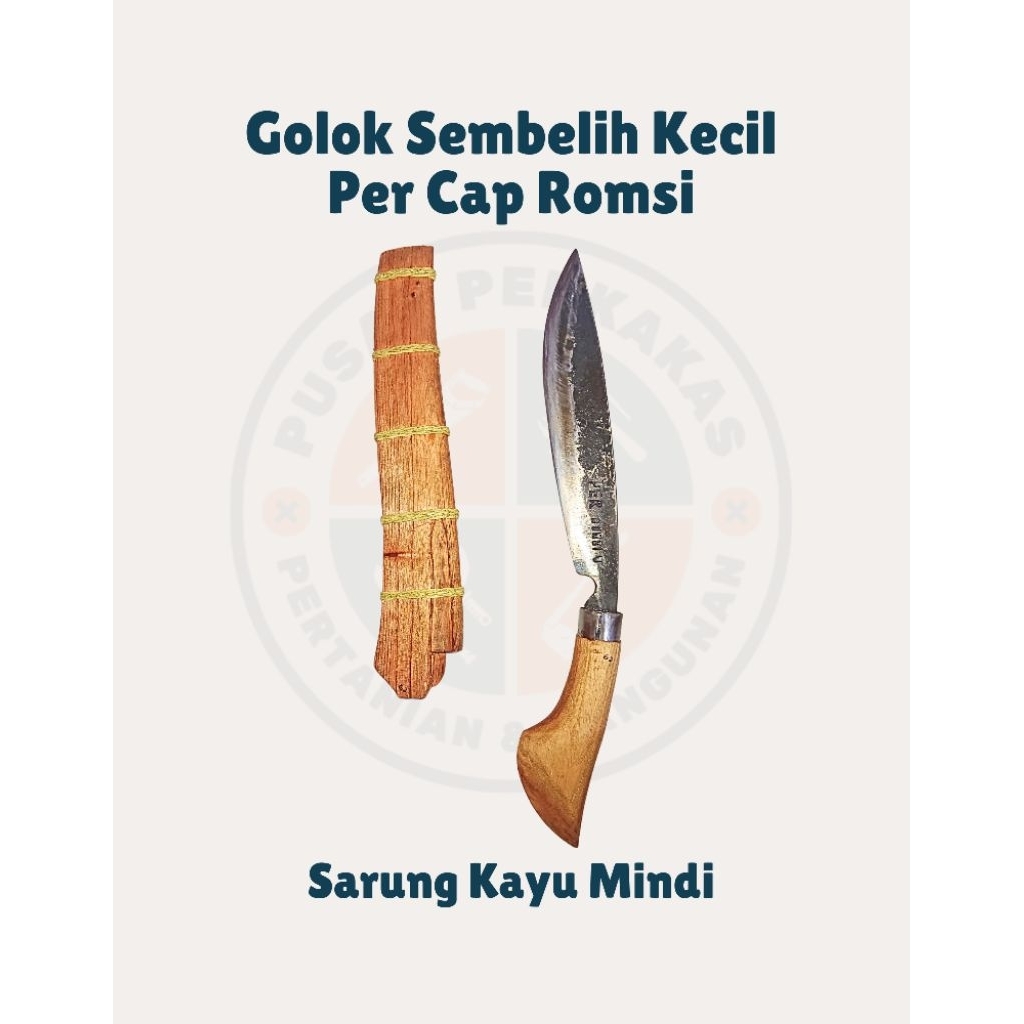 Pisau Sembelih Per Kudok Laduk Cap Romsi Kecil Sarung Kayu Mindi