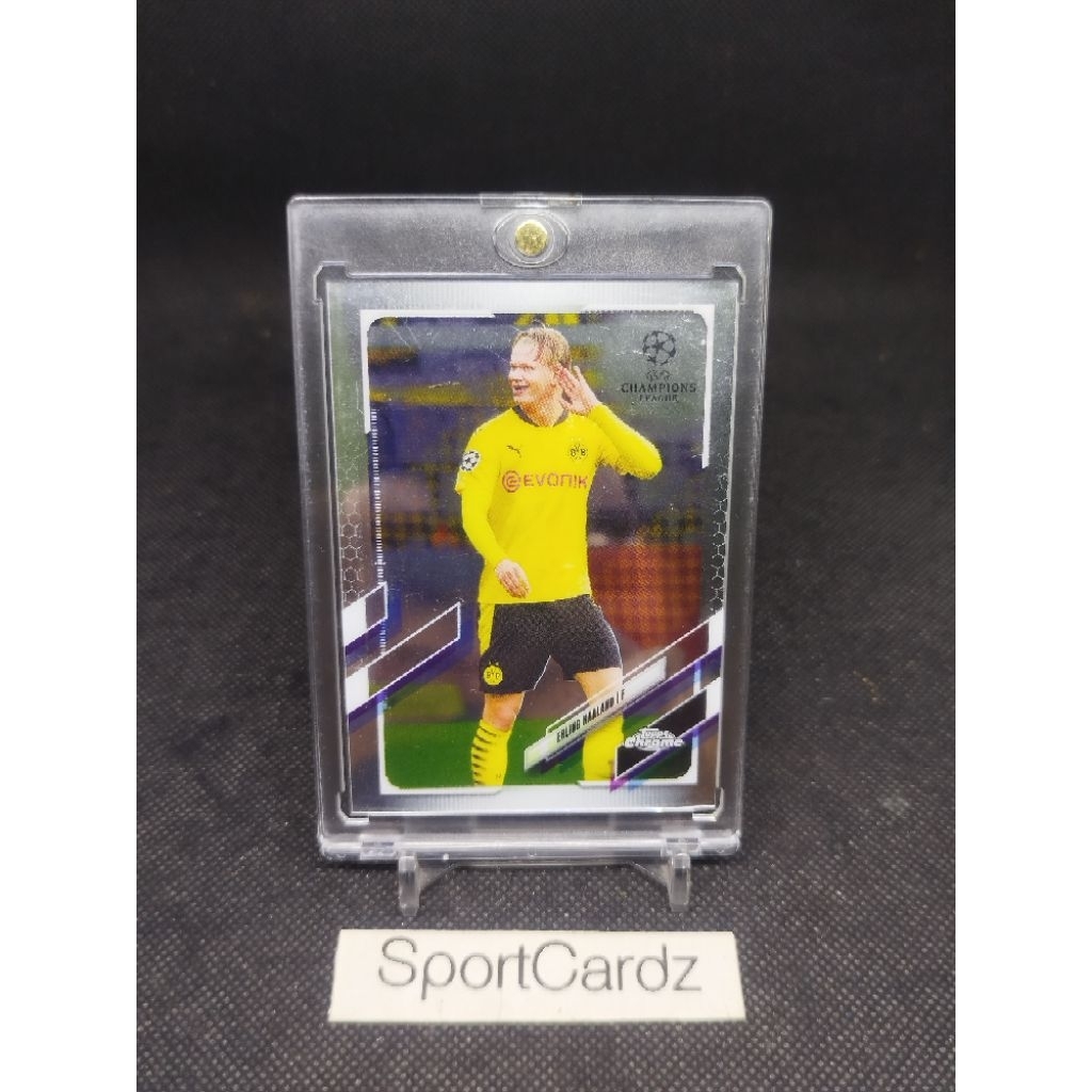 Kartu Bola 2021 Topps Chrome UCL Erling Haaland Borussia Dortmund #49 (dpt top loader)
