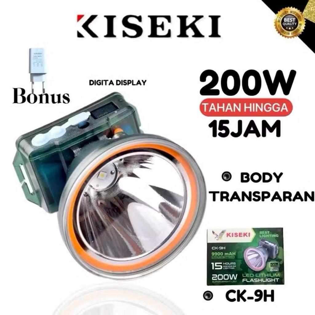 COD Kiseki Senter Kepala CK-7H / CK-8H / CK-9H Cahaya Putih LED Lithium Baterai - Body Transparan