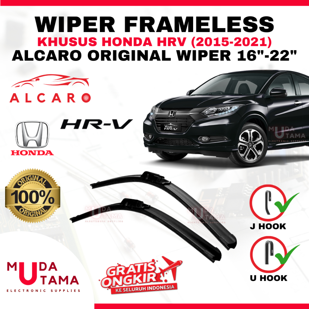 Wiper Frameless HRV 2015 s/d 2021 Original Alcaro - Sapu Kaca HRV - Wiper HRV Frameless - Wiper Fram