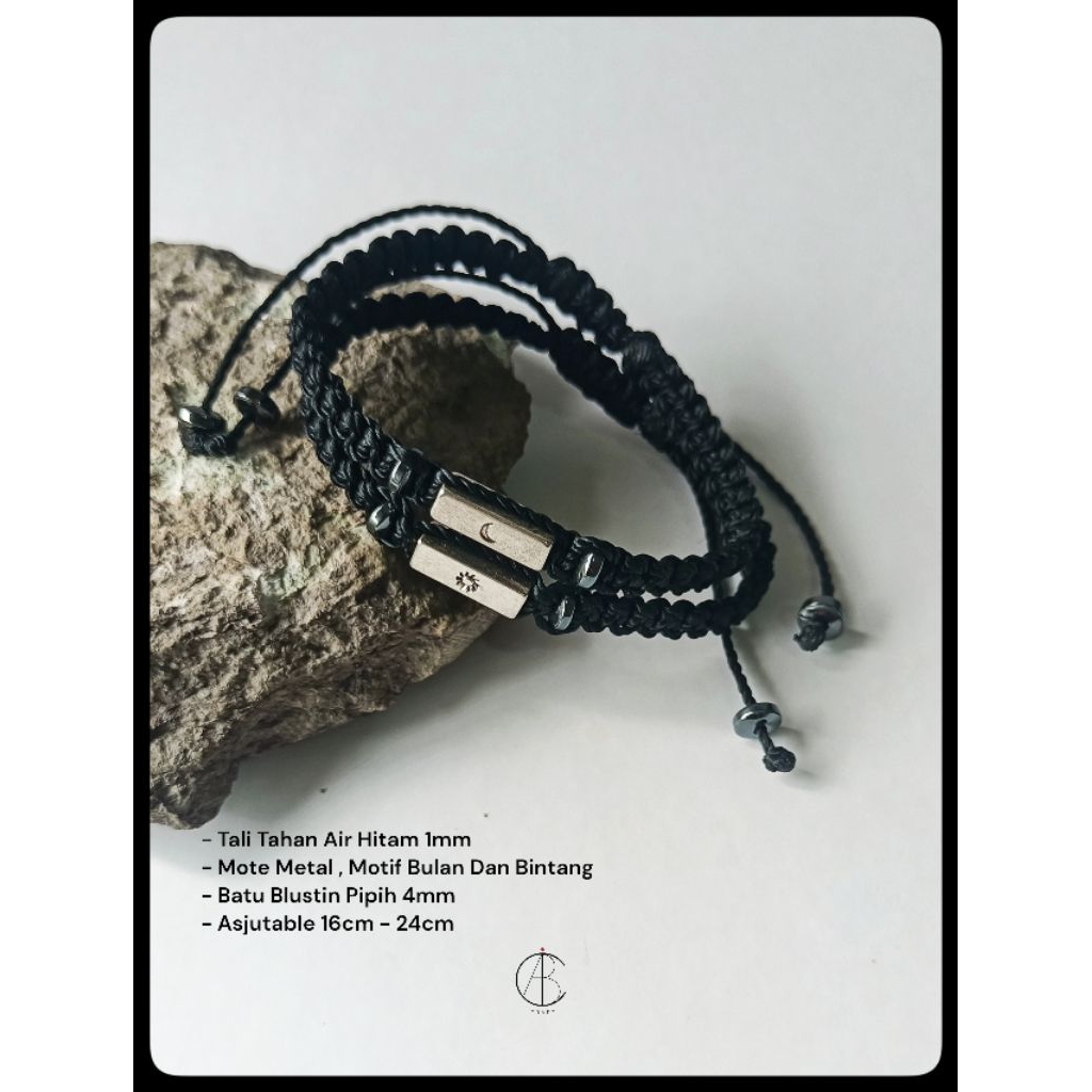 ( 2Pcs ) ​Gelang Pasangan Sun & Moon / Matahari Bulan - Tali Hitam Gelang Pria Dan Wanita