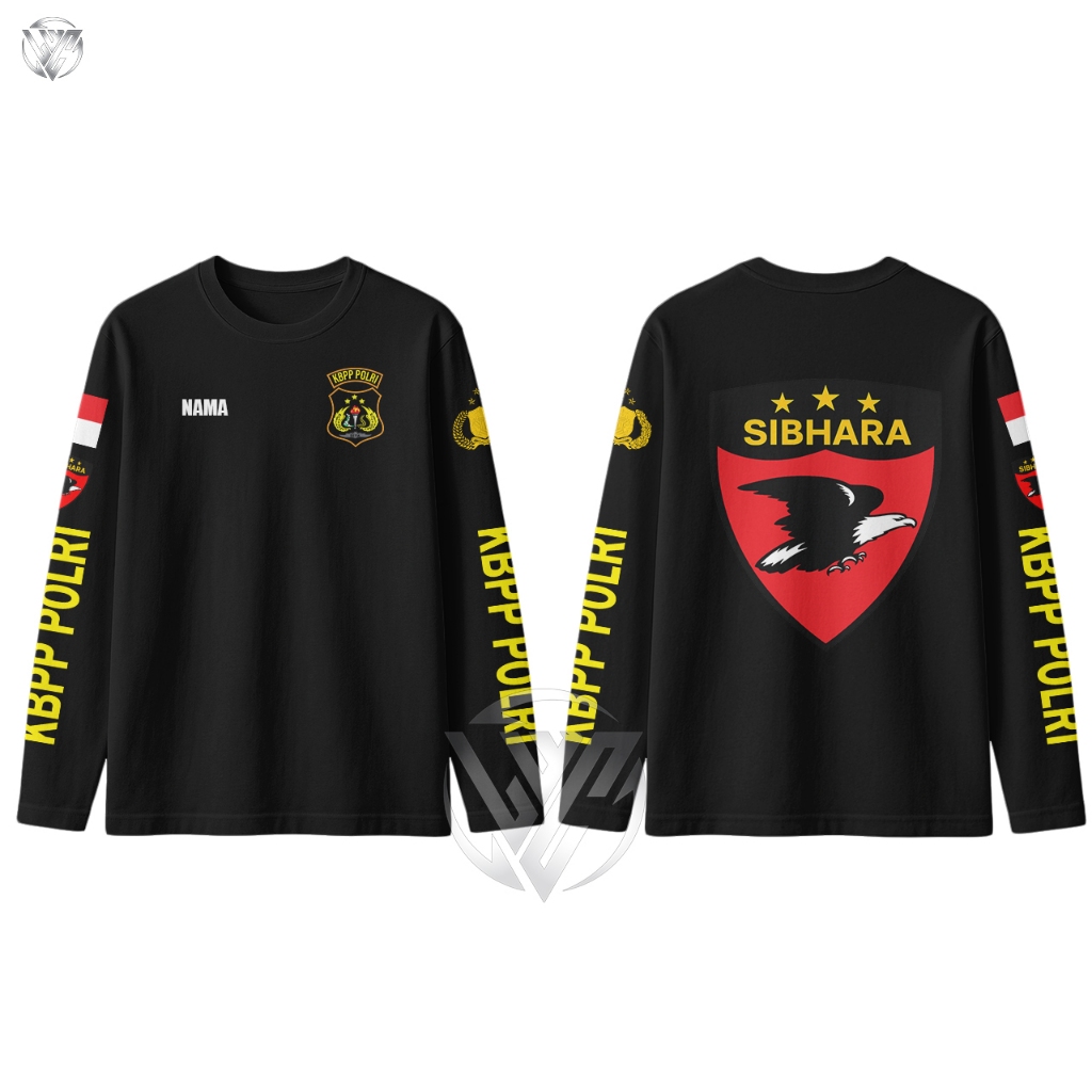 Kaos Logo Sibhara Kbpp Polri Lengan Panjang Premium Hitam