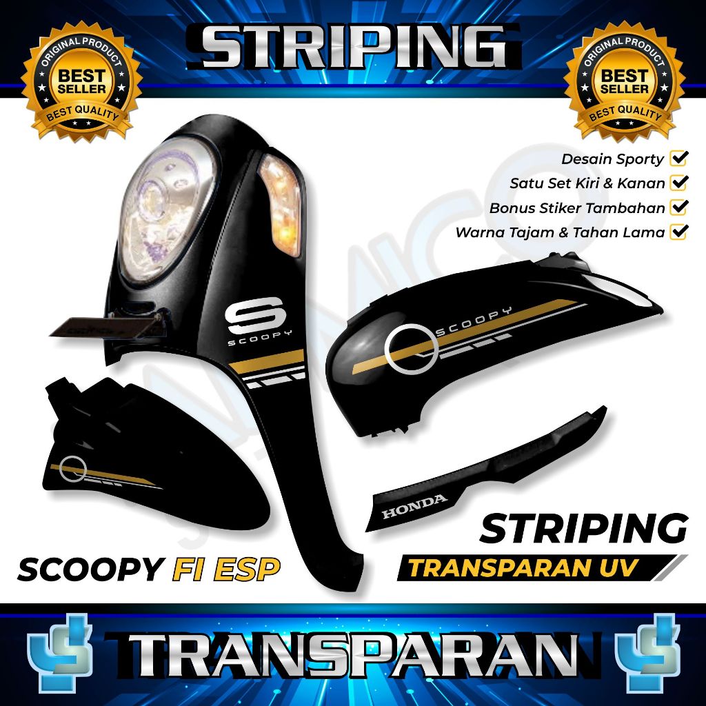 (PROMO) Striping Transparan Scoopy Fi ESP 2015 / Stiker Transparan UV Scoopy ESP 2016 / Striping Sco