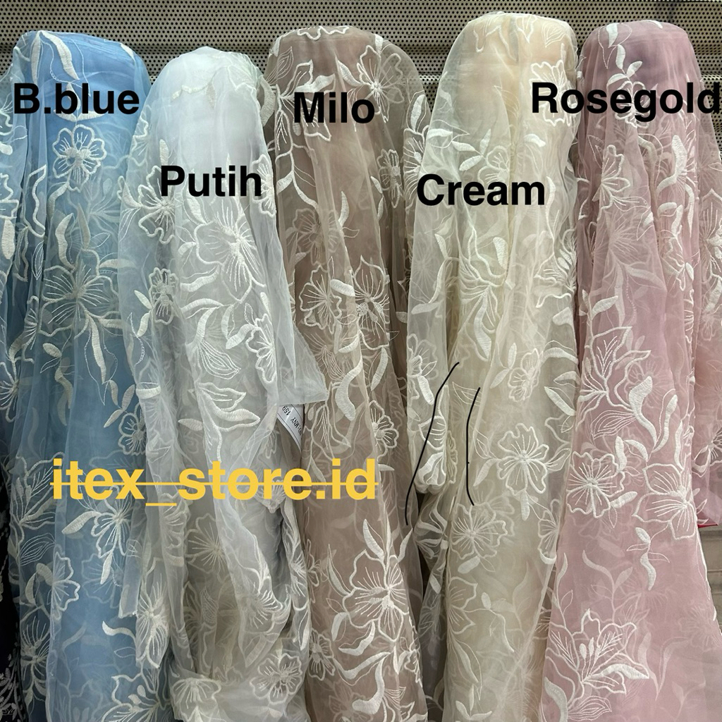 KAIN ORGANZA BRODIR // ORGANZA PREMIUM MOTIF BUNGA / BAHAN ORGANZA BORDIR